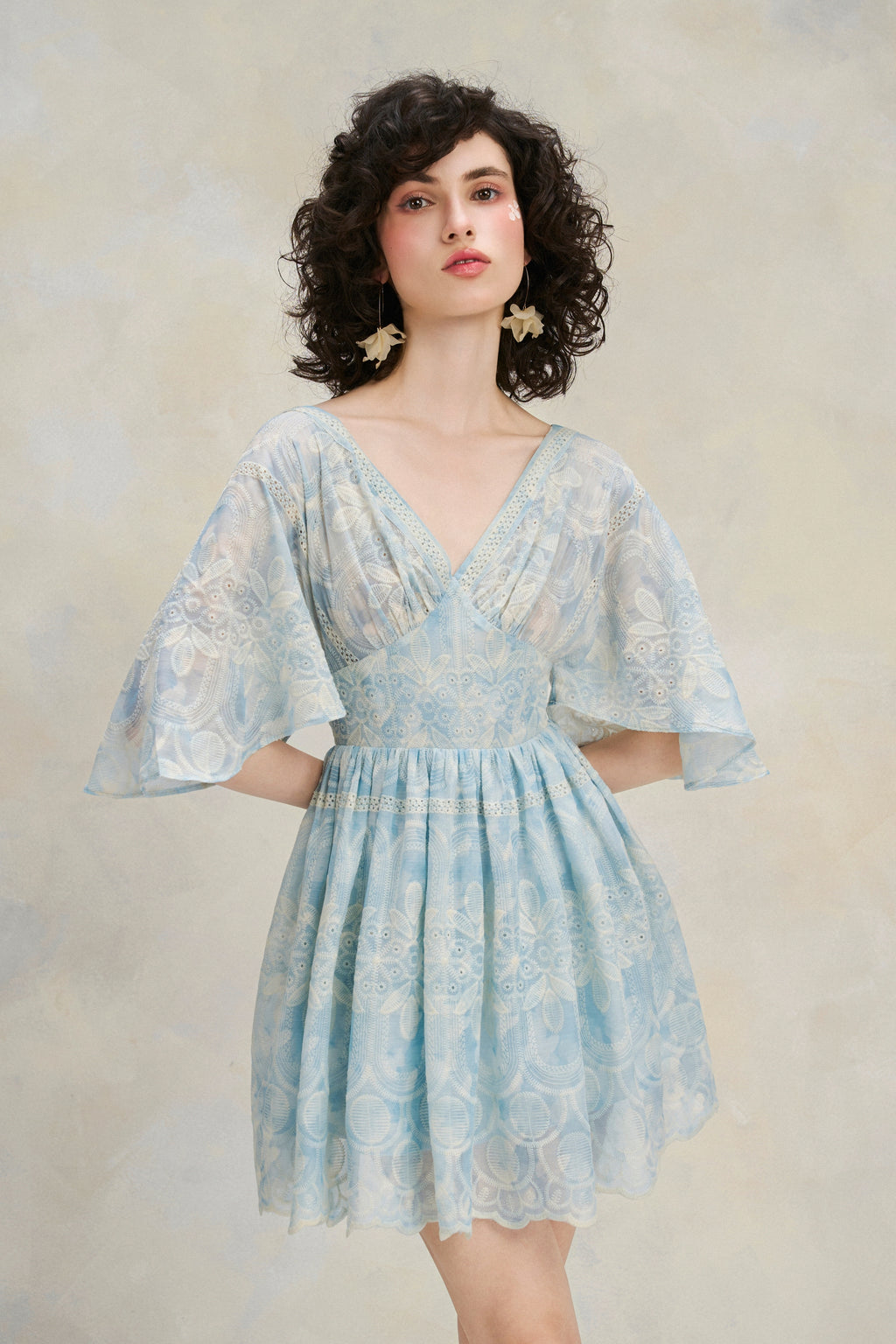 Flutter Lace Dress - Sky Blue