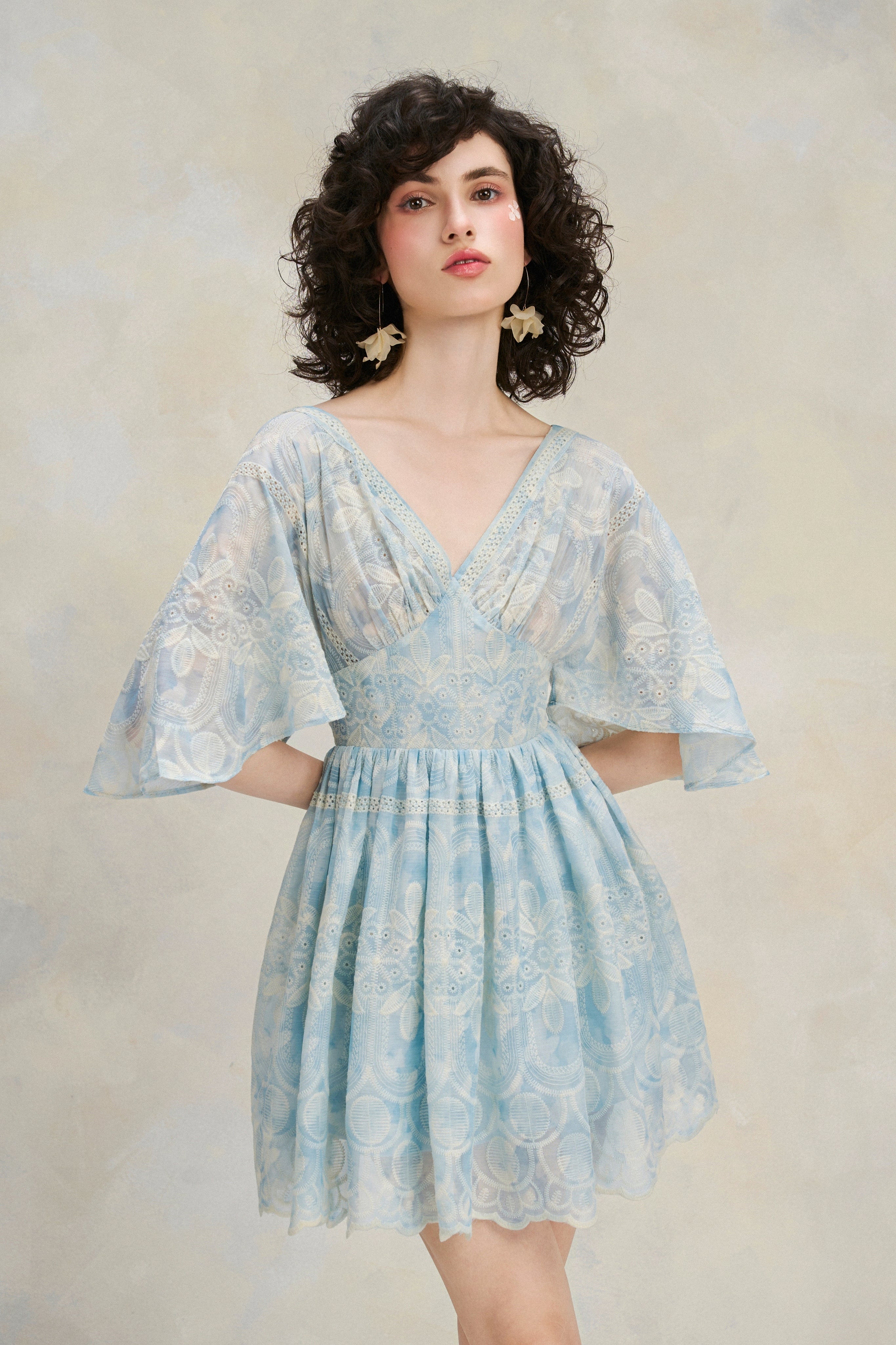 Flutter Lace Dress - Sky Blue