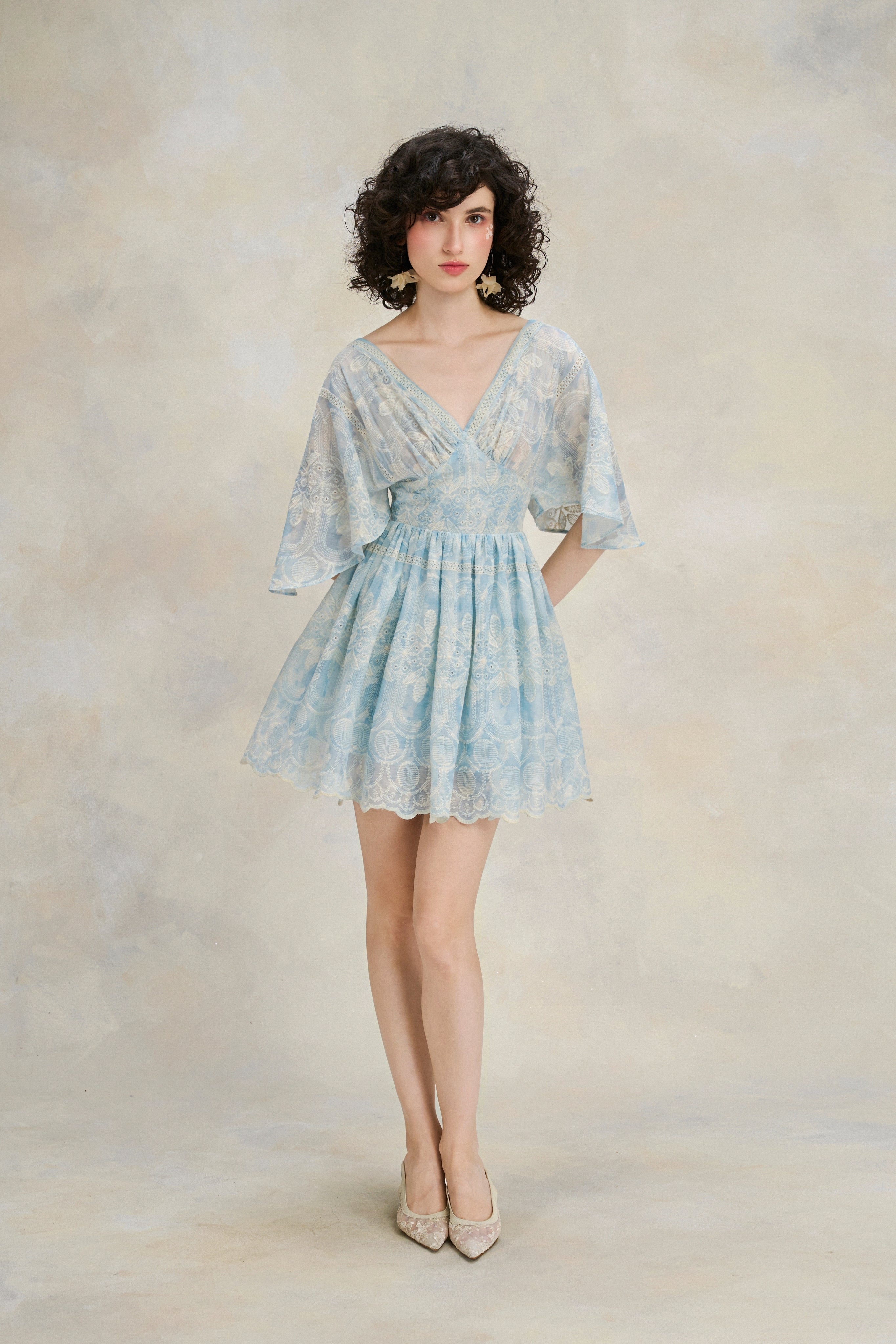 Flutter Lace Dress - Sky Blue