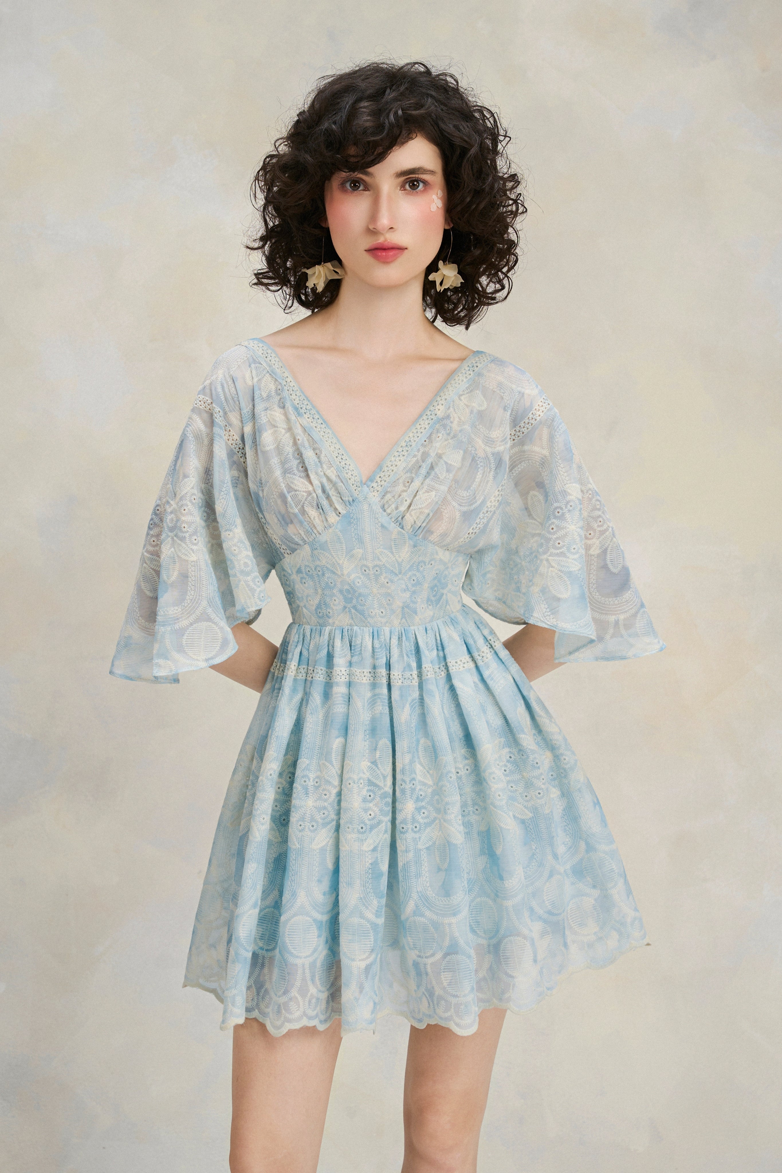 Flutter Lace Dress - Sky Blue
