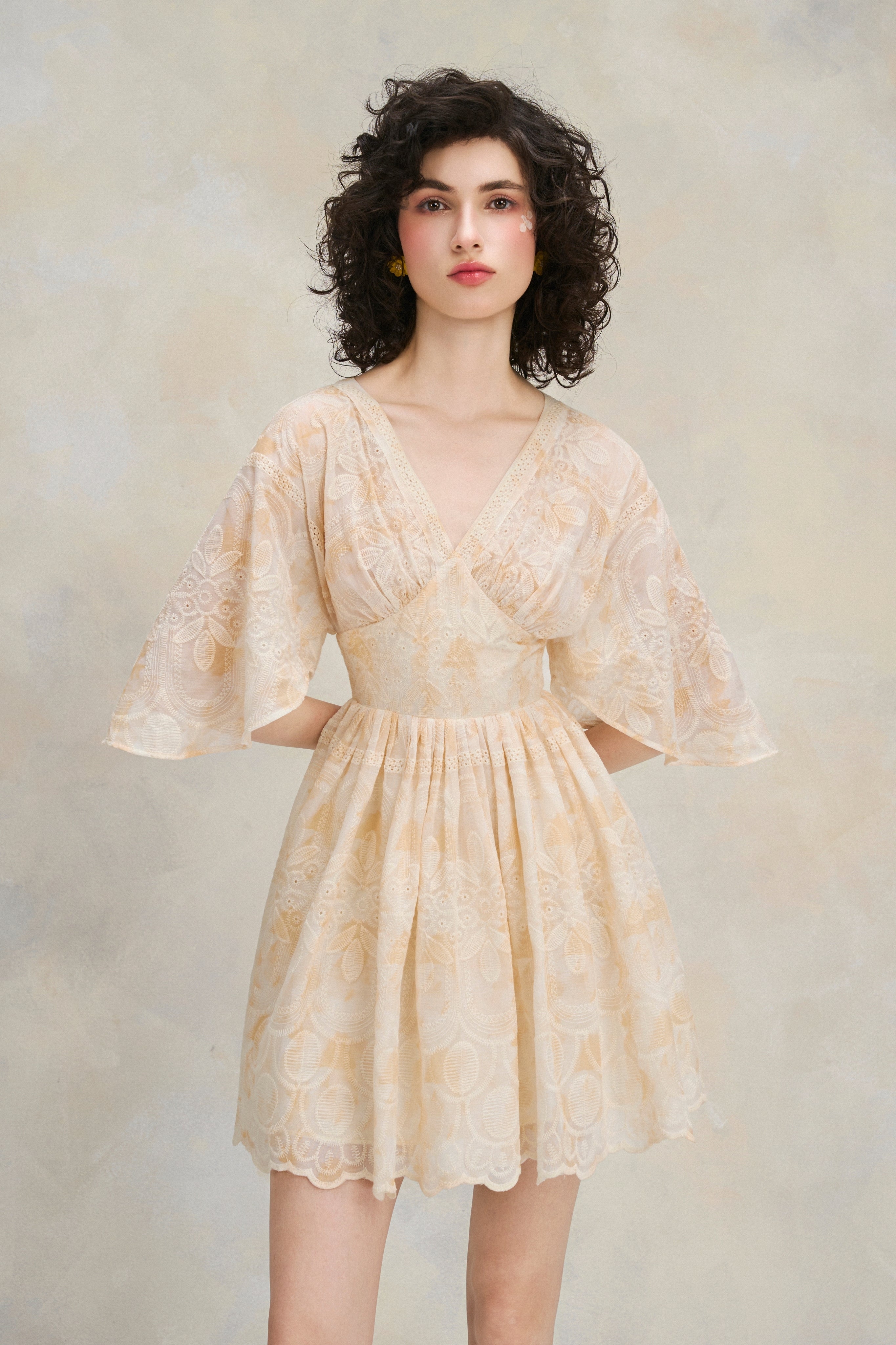 Flutter Lace Dress - Warm Ivory