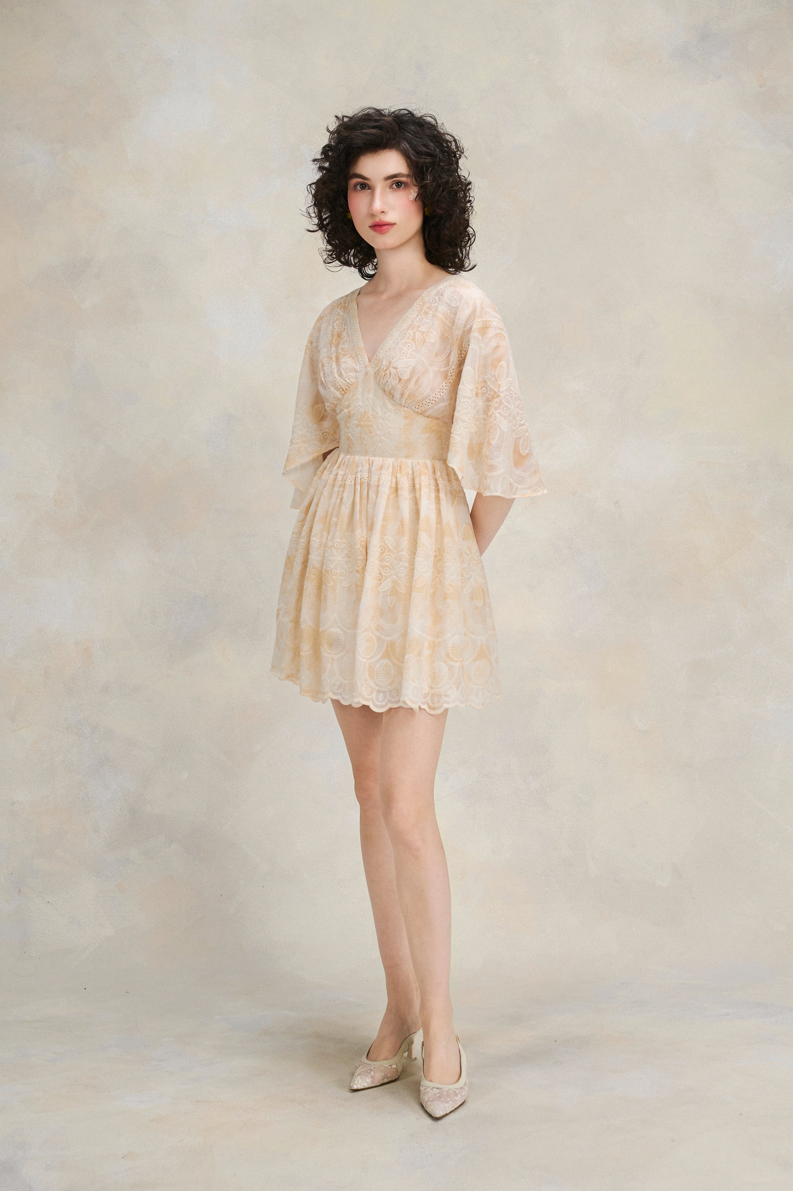 Flutter Lace Dress - Warm Ivory