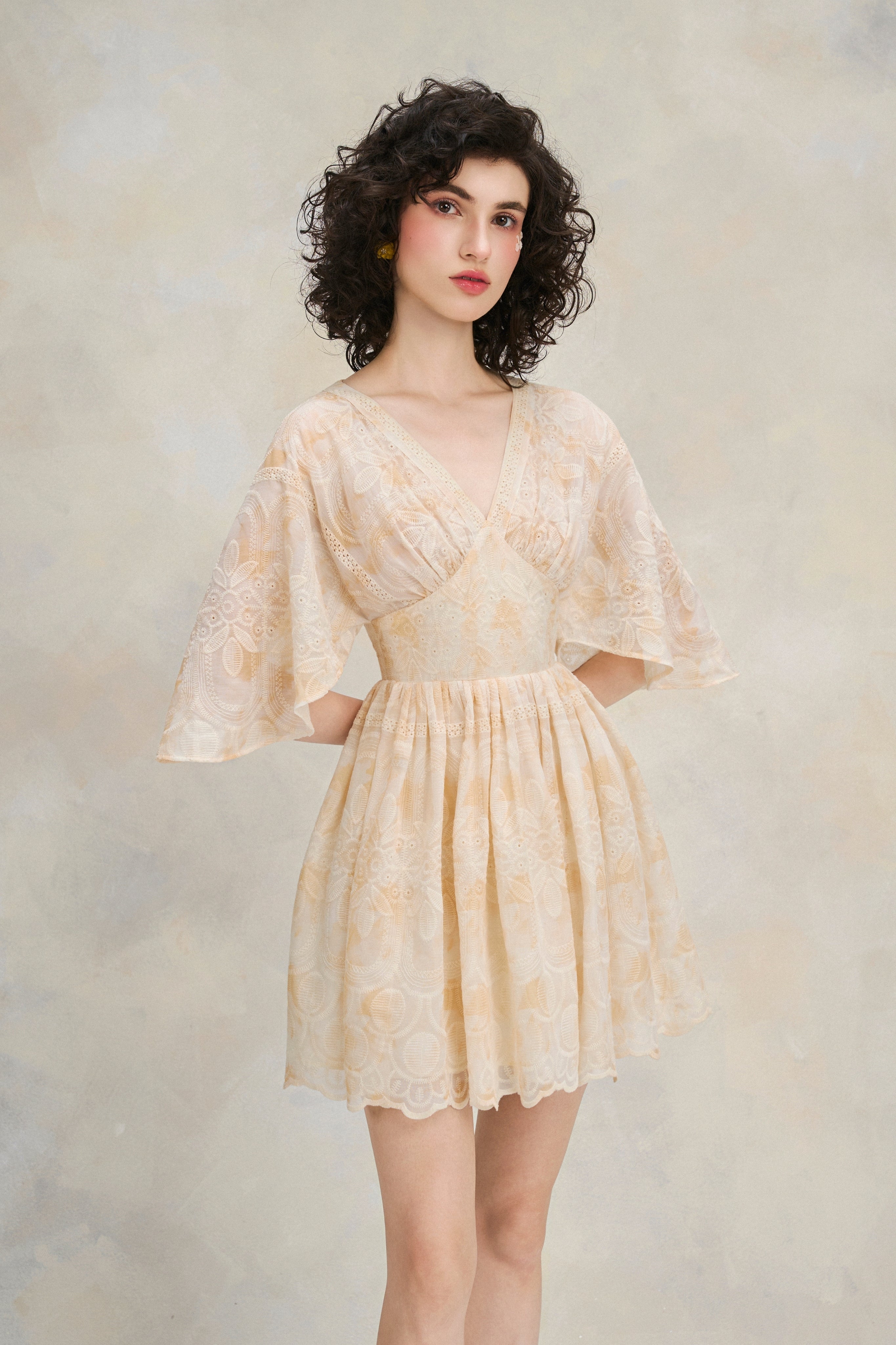 Flutter Lace Dress - Warm Ivory