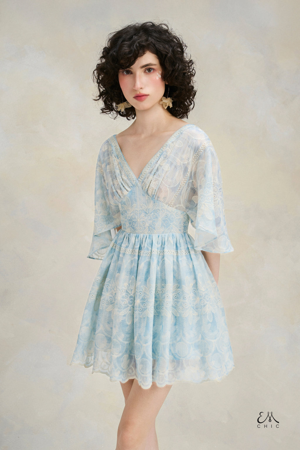 Flutter Lace Dress - Sky Blue