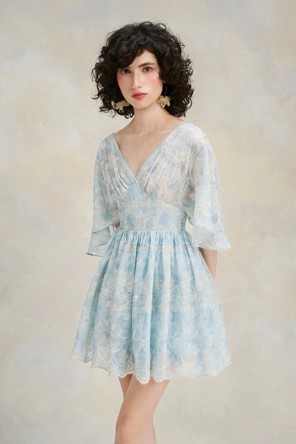Flutter Lace Dress - Sky Blue