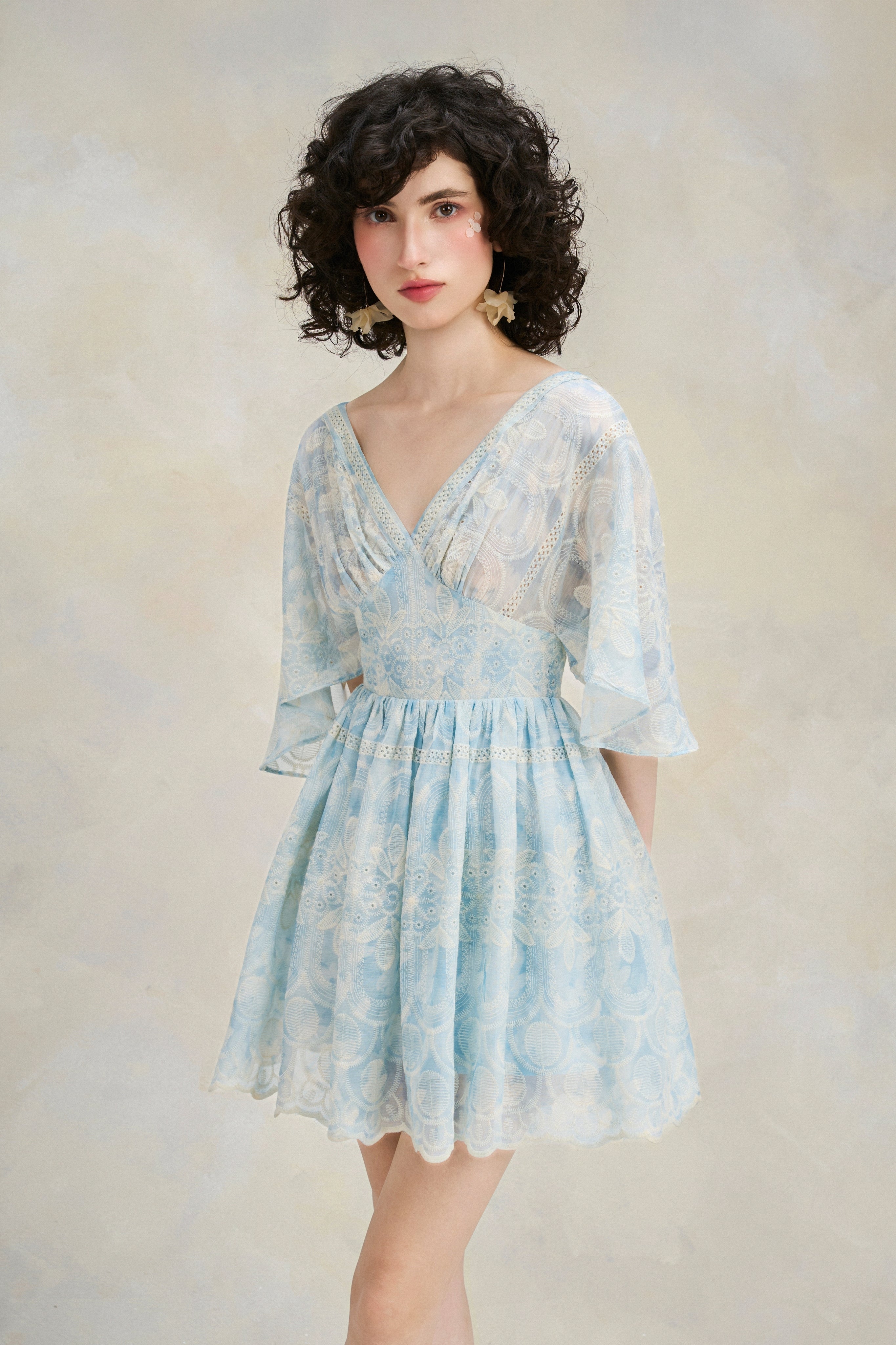 Flutter Lace Dress - Sky Blue